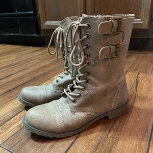 Brown Zip up Combat boots